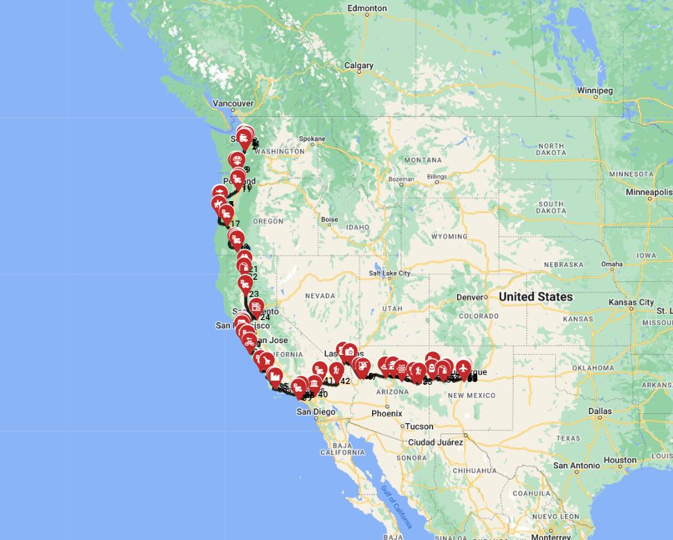 Seattle to Albuquerque motorhomer trip planner RV route plan